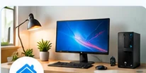 Home and student desktop computer setup for study and everyday use