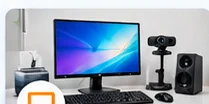 Computer monitor, keyboard, mouse, speakers and accessories