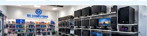 SS Computers Chennai store displaying desktop computers and accessories