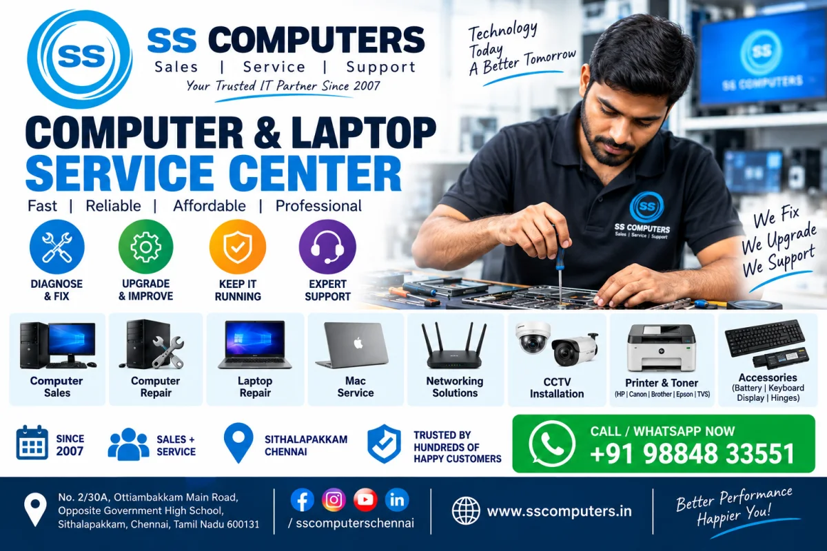 Computer Service Center in Sithalapakkam – Complete PC Repair & Upgrade Guide