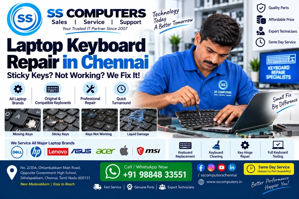 Laptop Keyboard Repair in Chennai – Common Keyboard Problems & Solutions