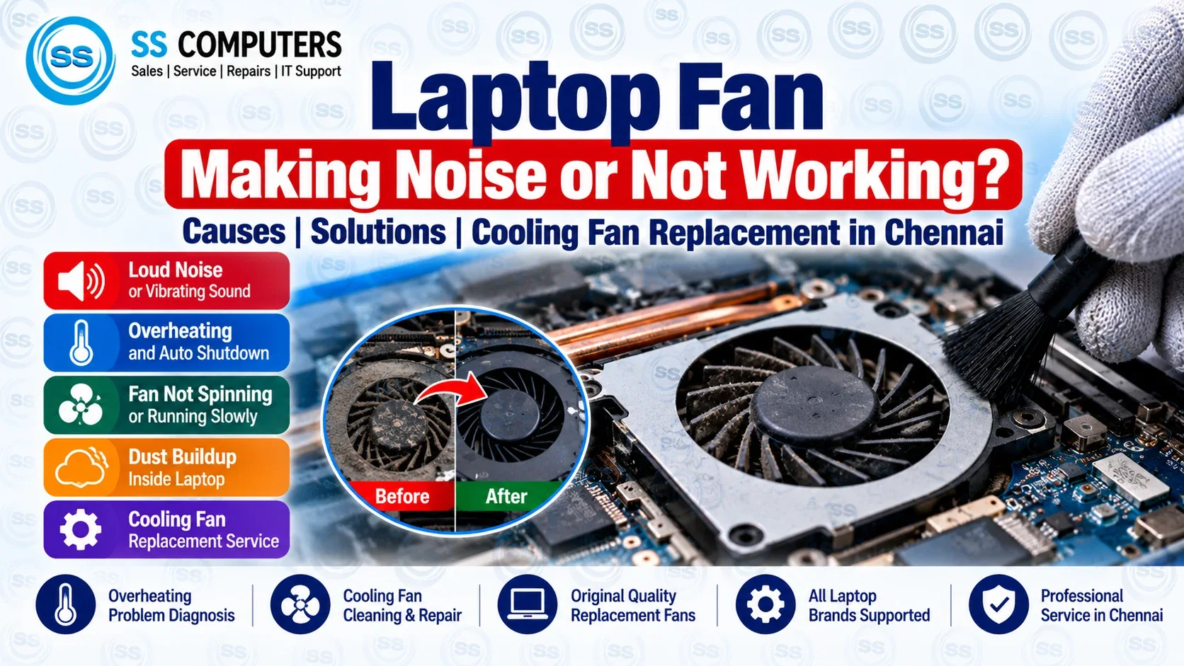 Laptop Fan Making Noise or Not Working – Causes, Solutions & Cooling Fan Replacement in Chennai