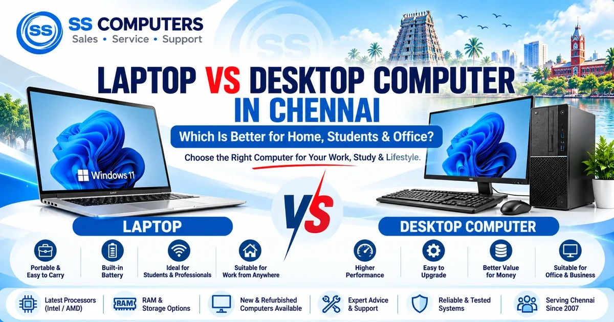 Laptop vs Desktop Computer in Chennai – Which Is Better for Home, Students & Office?