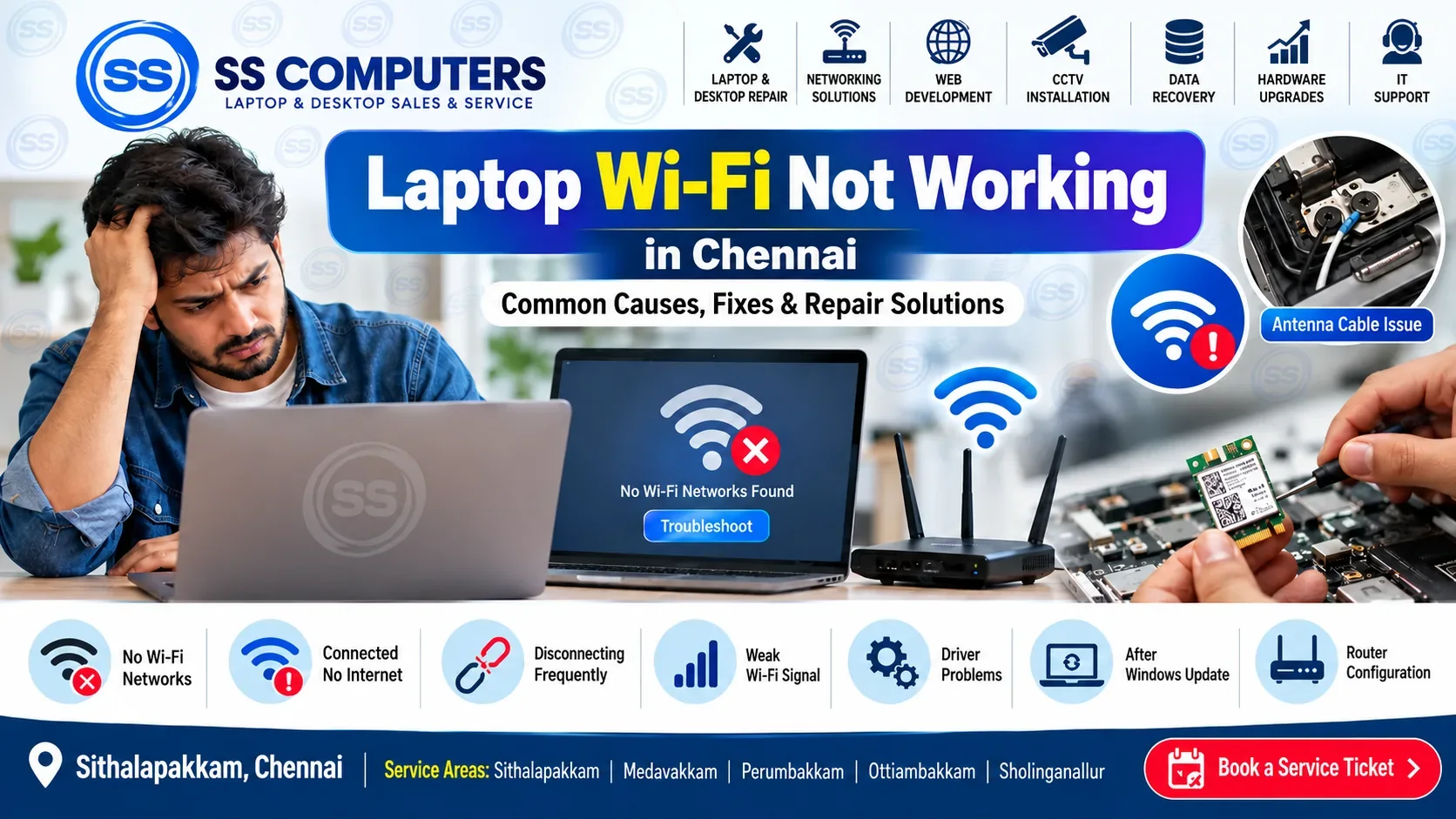 Laptop Wi-Fi Not Working in Chennai – Common Causes, Fixes & Repair Solutions