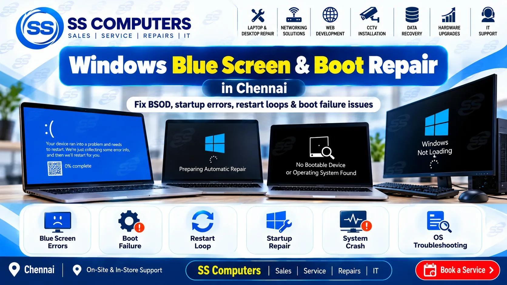 Windows Blue Screen & Boot Problems in Chennai – Causes, Fixes & Computer Repair Solutions
