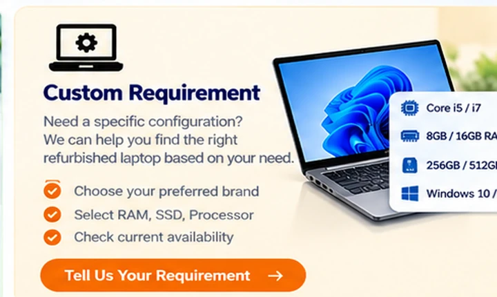 Custom refurbished laptop requirement support at SS Computers Chennai