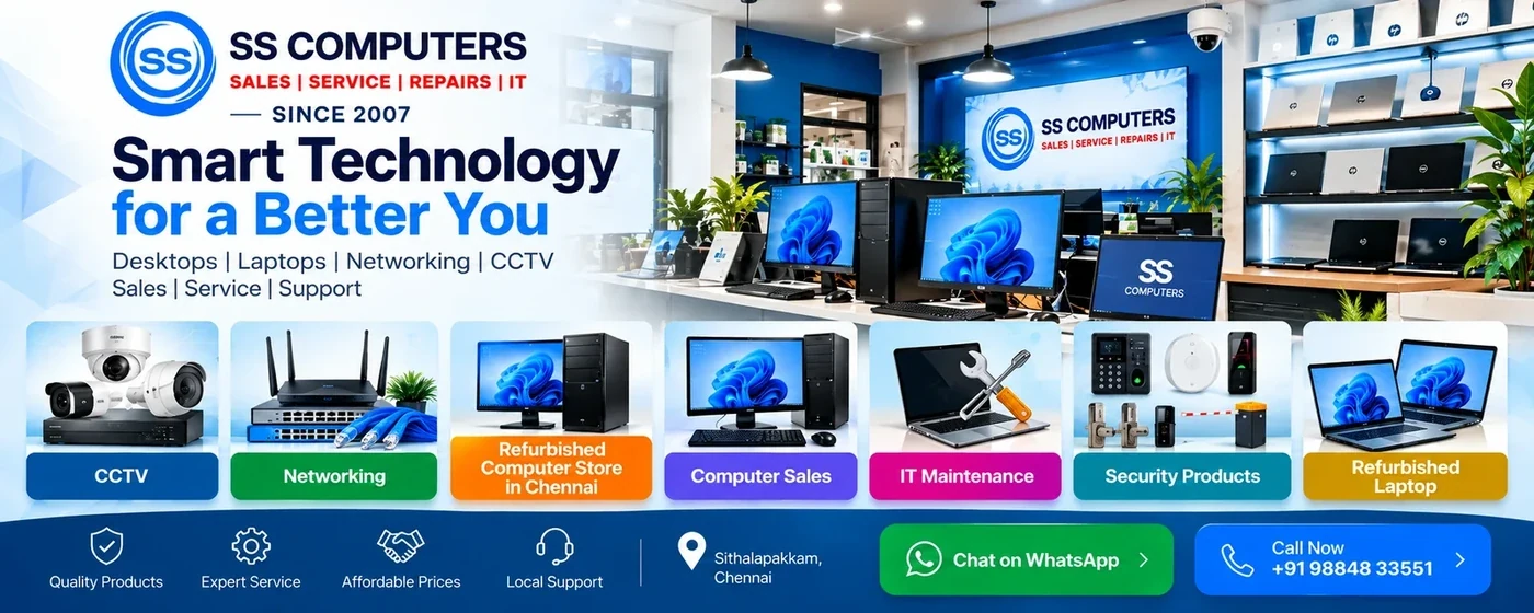 SS Computers computer sales service networking CCTV and IT support in Chennai